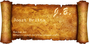 Joszt Britta névjegykártya